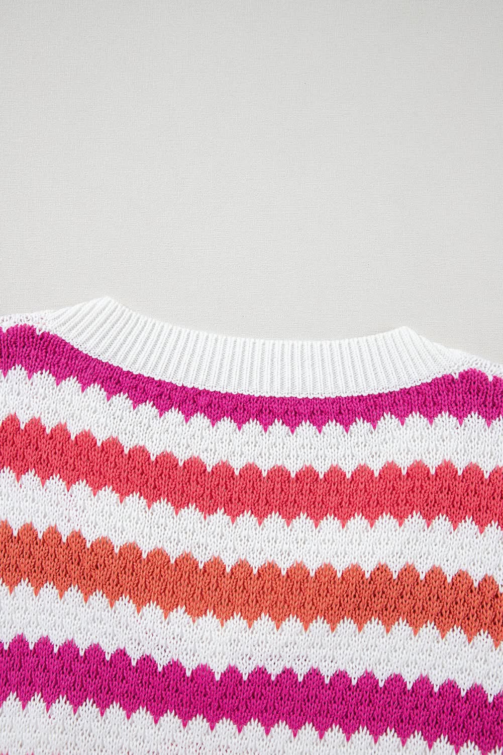Pink Stripe V Neck Drop Shoulder Plus Size Sweater - Love Salve